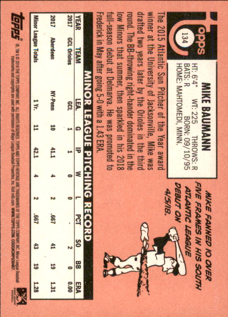 2018 Topps Heritage Minors Baseball Singles - You Choose - Picture 145 of 215