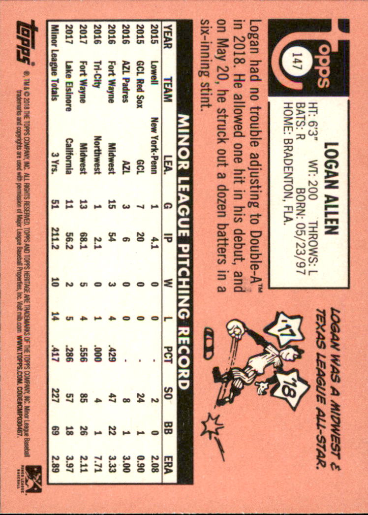 2018 Topps Heritage Minors Baseball Singles - You Choose - Picture 159 of 215