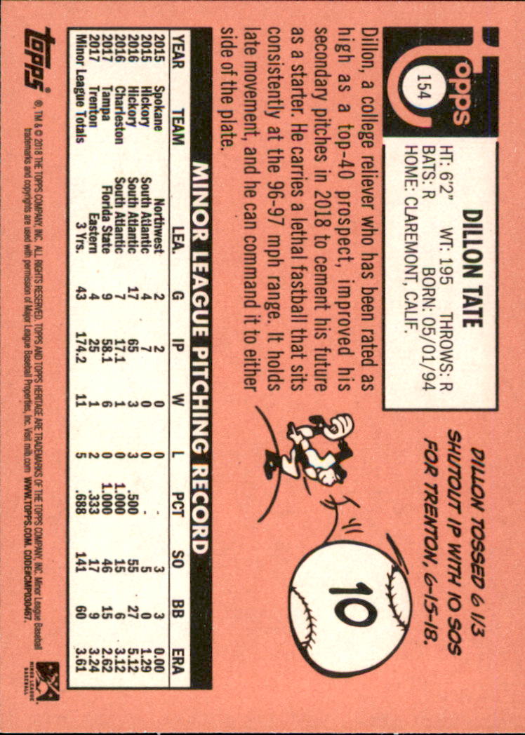 2018 Topps Heritage Minors Baseball Singles - You Choose - Picture 171 of 215