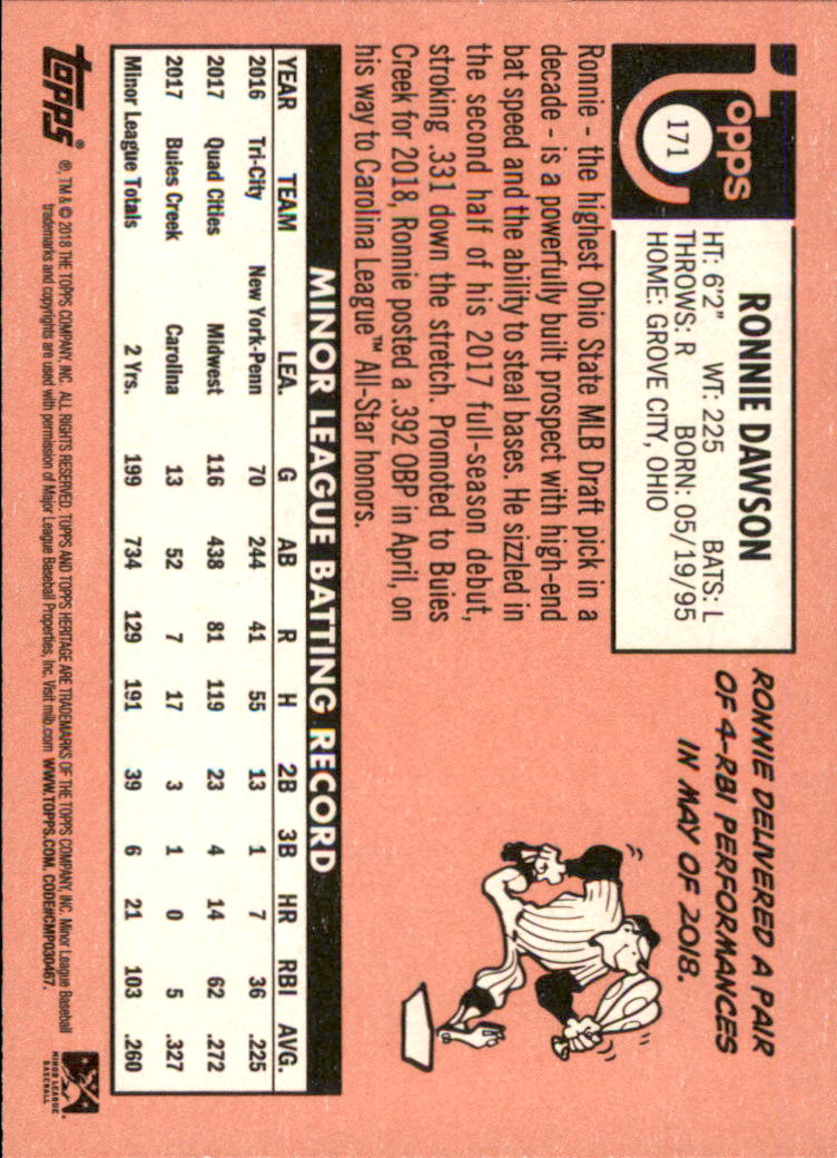 2018 Topps Heritage Minors Baseball Singles - You Choose - Picture 191 of 215