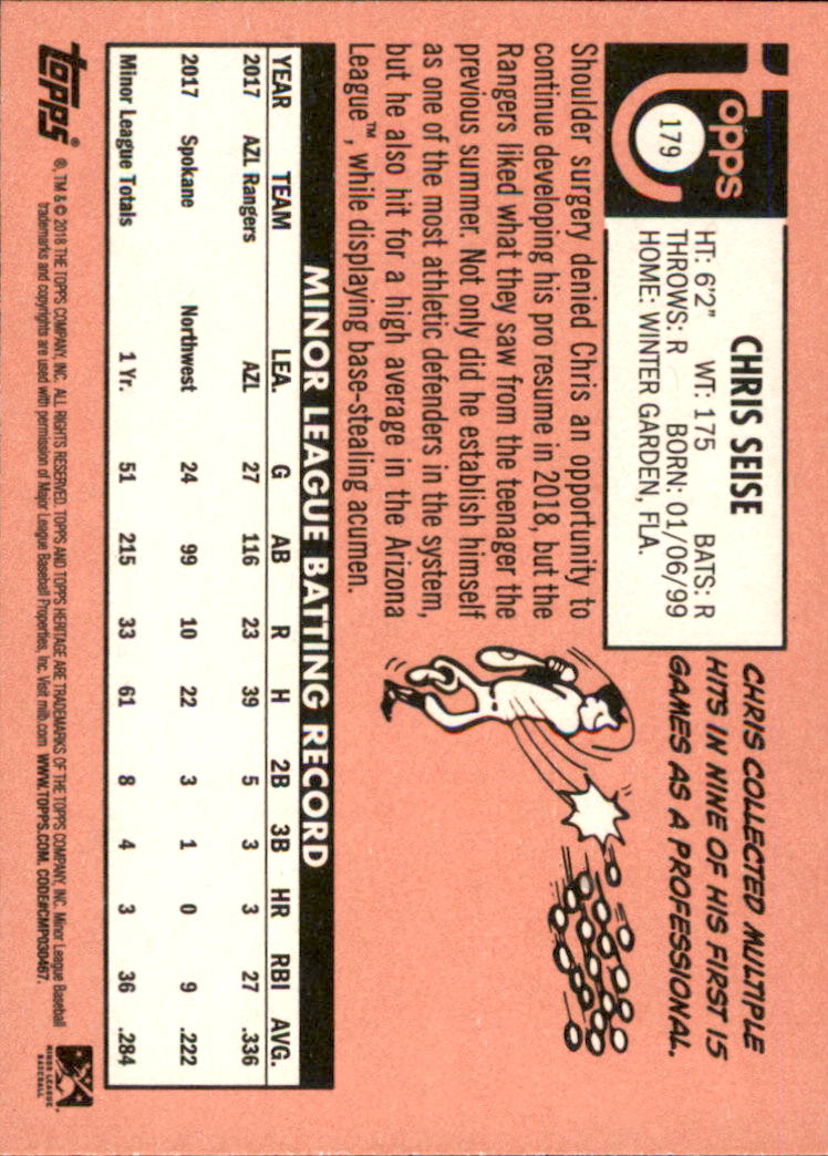 2018 Topps Heritage Minors Baseball Singles - You Choose - Picture 197 of 215