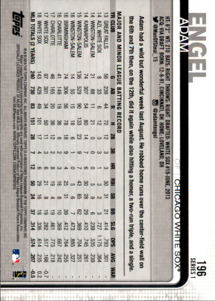 2019 Topps Series 1 Baseball Part 1 Main Set Cards #1 to #250 - Picture 375 of 475
