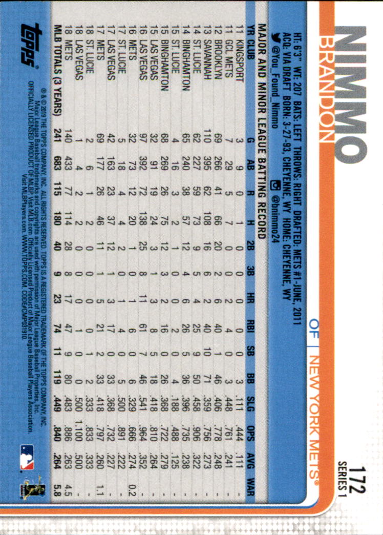 2019 Topps Series 1 Baseball Part 1 Main Set Cards #1 to #250 - Picture 327 of 475