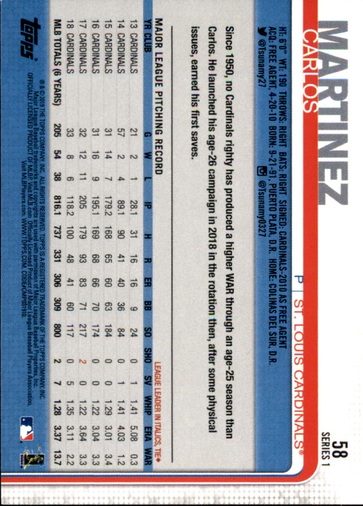 2019 Topps Series 1 Baseball Part 1 Main Set Cards #1 to #250 - Picture 111 of 475