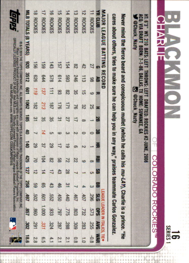 2019 Topps Series 1 Baseball Part 1 Main Set Cards #1 to #250 - Picture 29 of 475