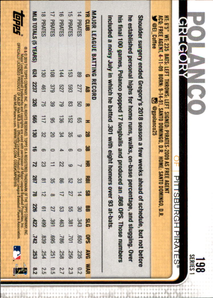 2019 Topps Series 1 Baseball Part 1 Main Set Cards #1 to #250 - Picture 377 of 475