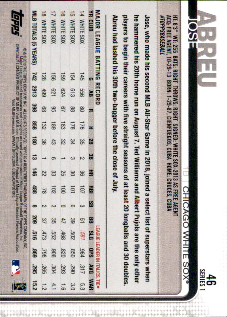 2019 Topps Series 1 Baseball Part 1 Main Set Cards #1 to #250 - Picture 89 of 475