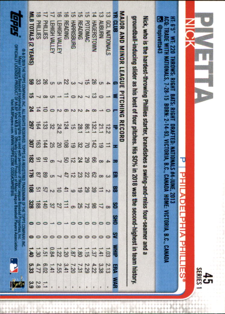 2019 Topps Series 1 Baseball Part 1 Main Set Cards #1 to #250 - Picture 87 of 475
