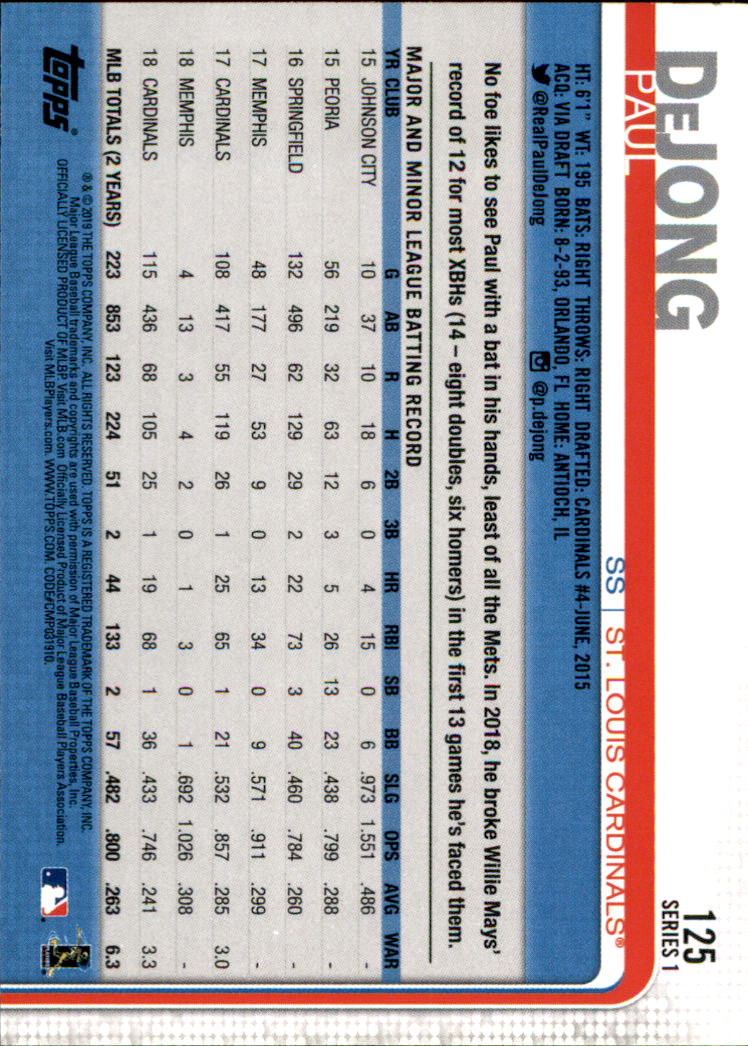 2019 Topps Series 1 Baseball Part 1 Main Set Cards #1 to #250 - Picture 235 of 475