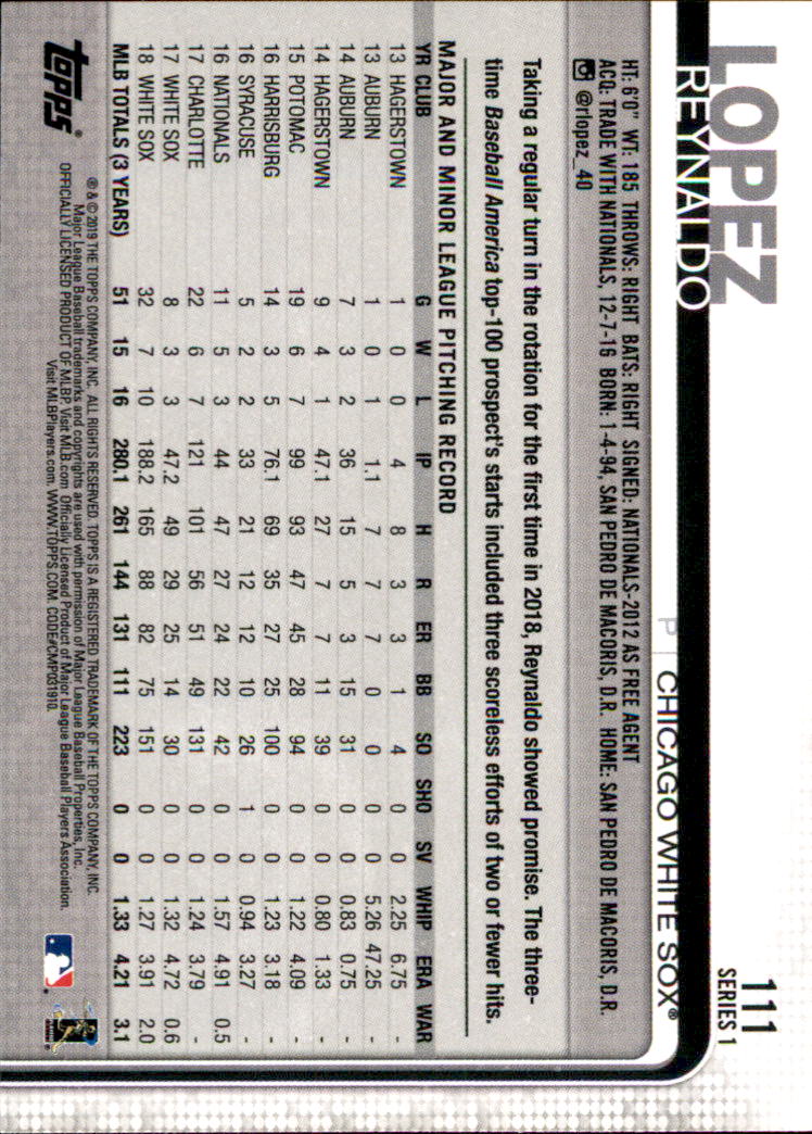 2019 Topps Series 1 Baseball Part 1 Main Set Cards #1 to #250 - Picture 209 of 475