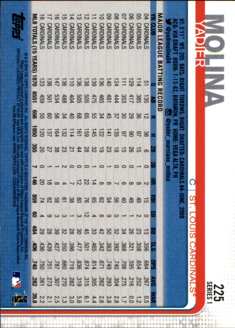 2019 Topps Series 1 Baseball Part 1 Main Set Cards #1 to #250 - Picture 431 of 475