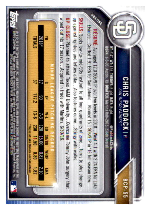 2019 Bowman Chrome Baseball "Prospects" Insert Cards #BCP1 to #BCP250 - Picture 79 of 353