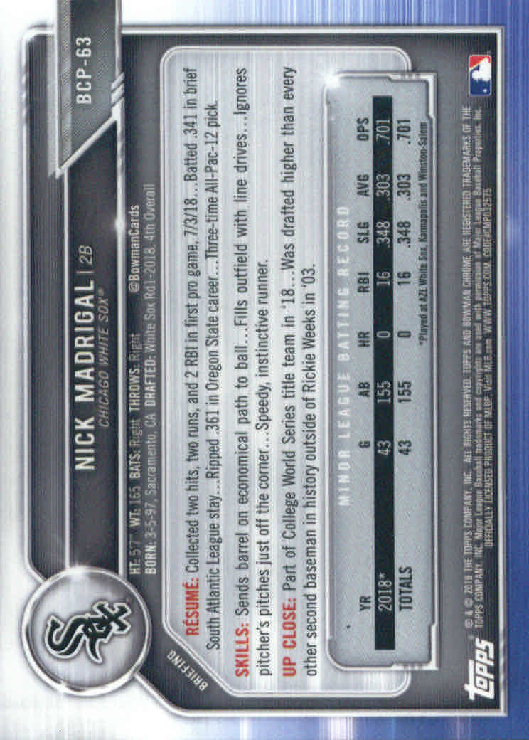 2019 Bowman Chrome Baseball "Prospects" Insert Cards #BCP1 to #BCP250 - Picture 91 of 353