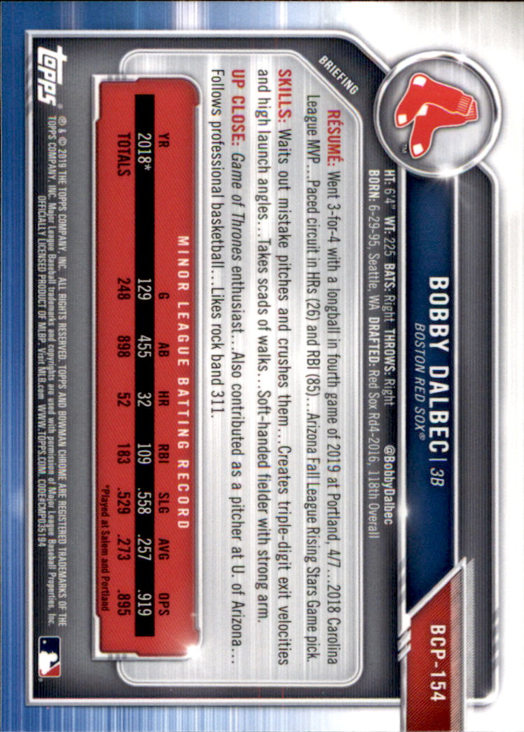 2019 Bowman Chrome Baseball "Prospects" Insert Cards #BCP1 to #BCP250 - Picture 241 of 353