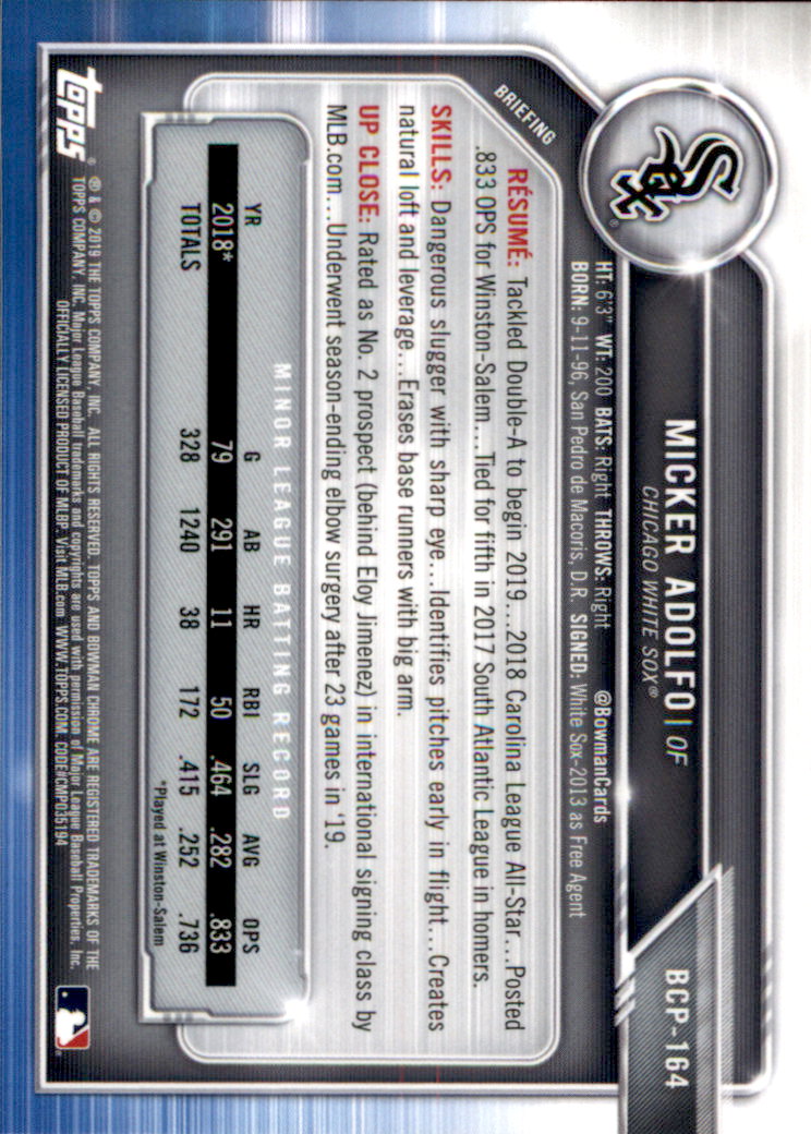 2019 Bowman Chrome Baseball "Prospects" Insert Cards #BCP1 to #BCP250 - Picture 253 of 353
