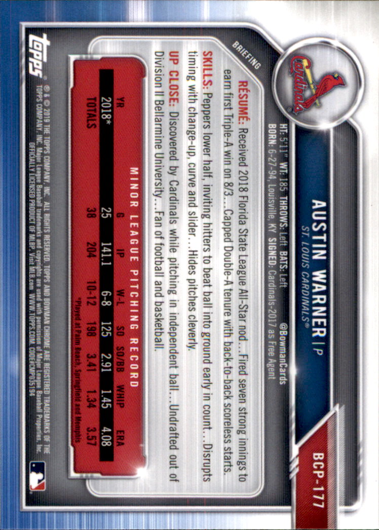 2019 Bowman Chrome Baseball "Prospects" Insert Cards #BCP1 to #BCP250 - Picture 265 of 353