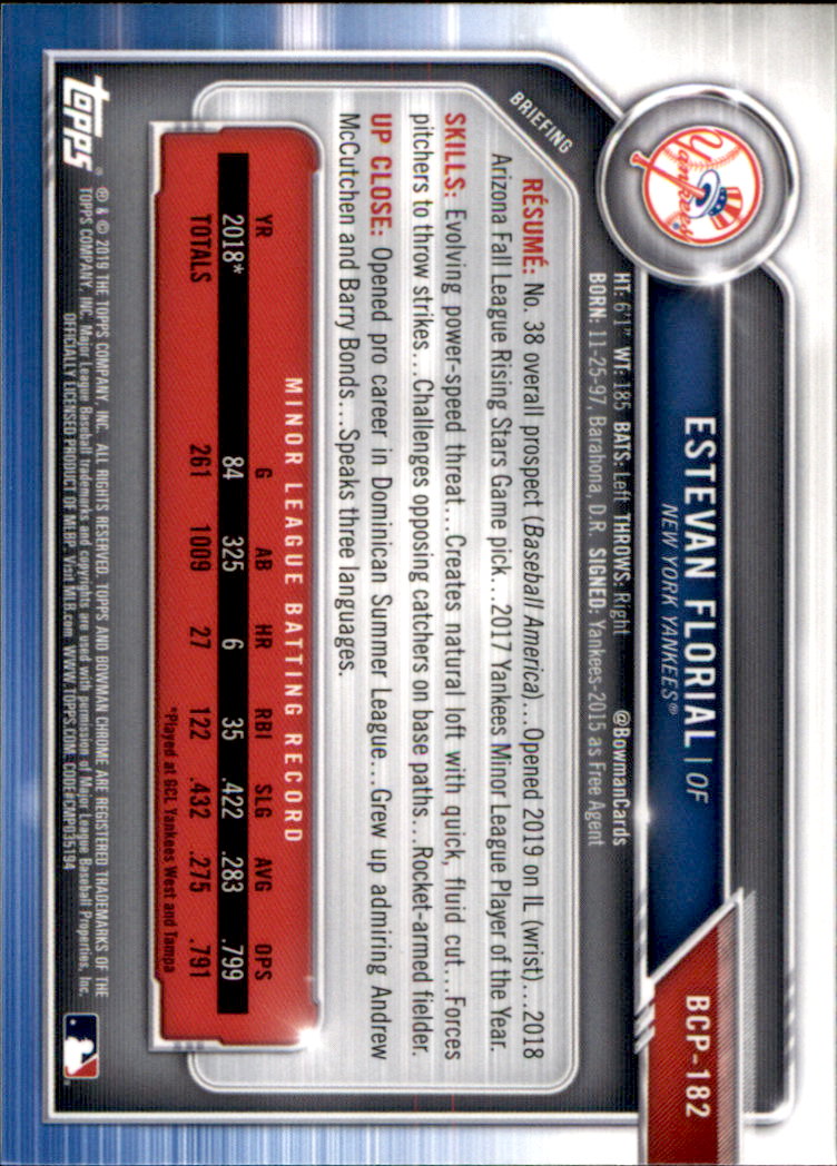 2019 Bowman Chrome Baseball "Prospects" Insert Cards #BCP1 to #BCP250 - Picture 271 of 353