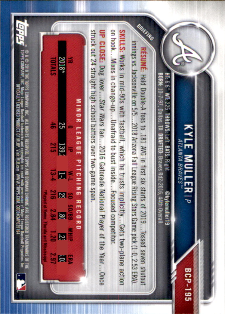 2019 Bowman Chrome Baseball "Prospects" Insert Cards #BCP1 to #BCP250 - Picture 289 of 353