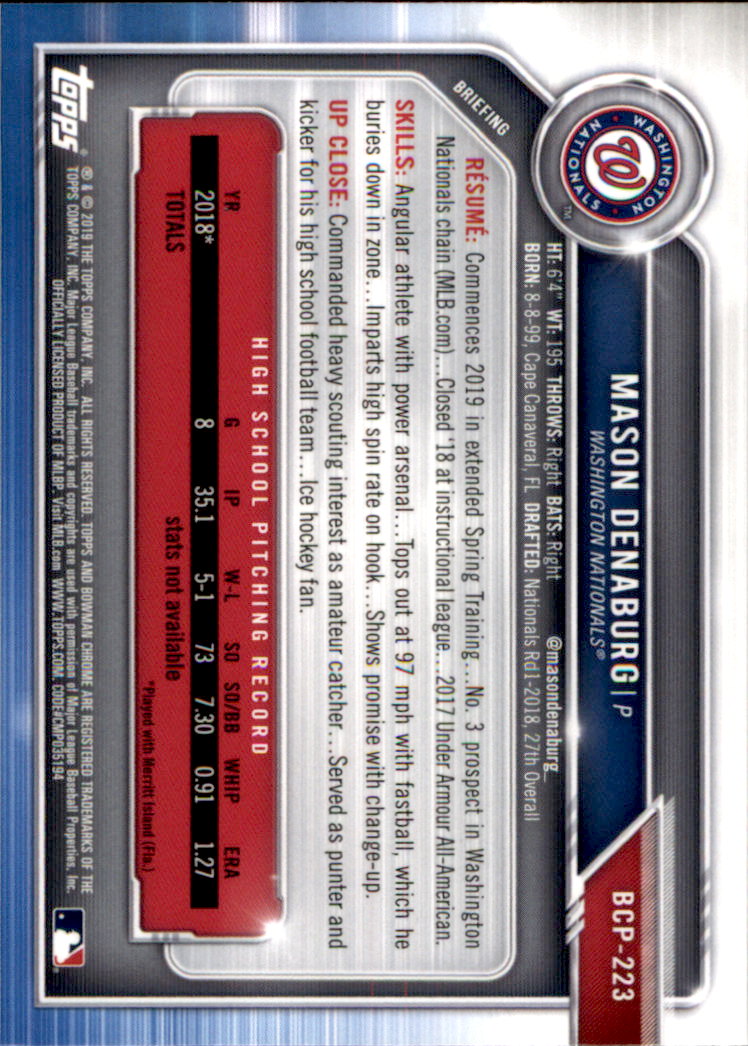 2019 Bowman Chrome Baseball "Prospects" Insert Cards #BCP1 to #BCP250 - Picture 323 of 353