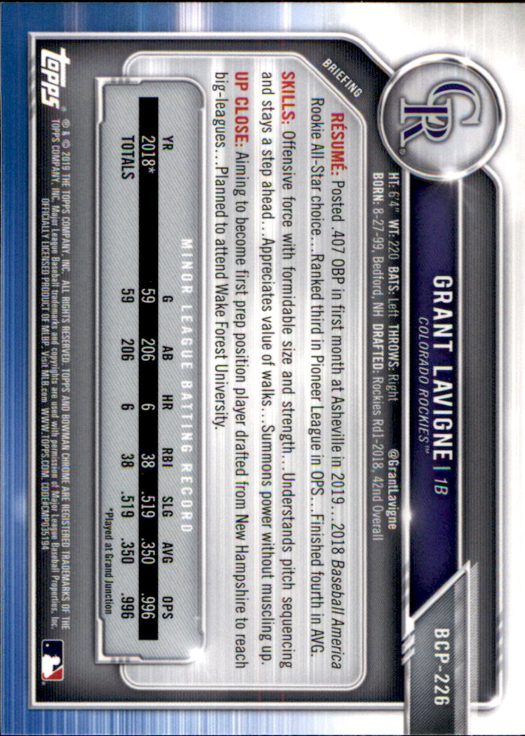 2019 Bowman Chrome Baseball "Prospects" Insert Cards #BCP1 to #BCP250 - Picture 327 of 353