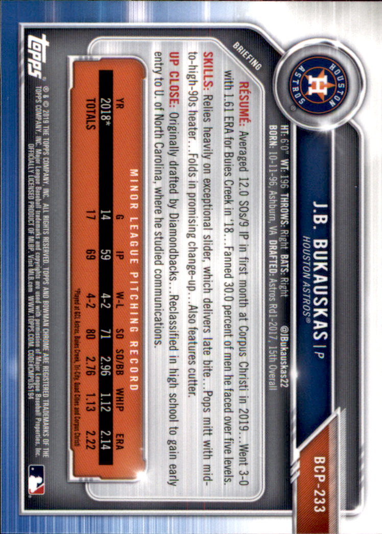 2019 Bowman Chrome Baseball "Prospects" Insert Cards #BCP1 to #BCP250 - Picture 337 of 353