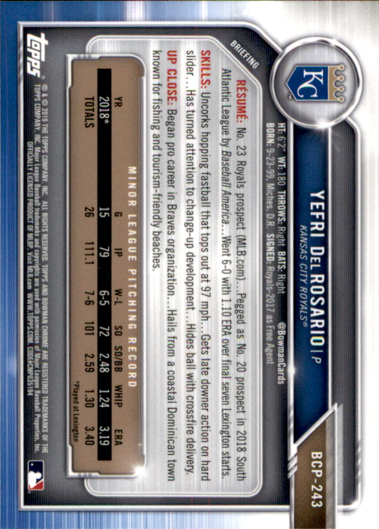 2019 Bowman Chrome Baseball "Prospects" Insert Cards #BCP1 to #BCP250 - Picture 349 of 353
