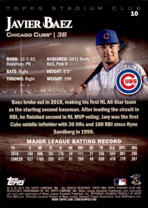 2019 Stadium Club (Topps) Baseball Part 1 Main Set Cards #1 to #150 - Picture 18 of 286