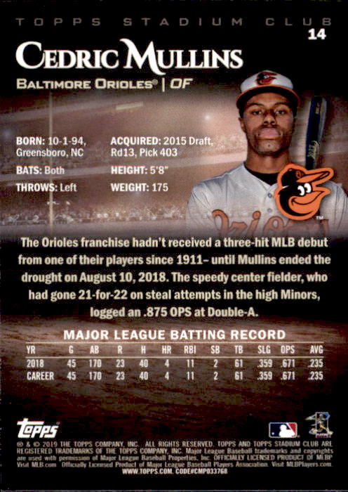 2019 Stadium Club (Topps) Baseball Part 1 Main Set Cards #1 to #150 - Picture 26 of 286
