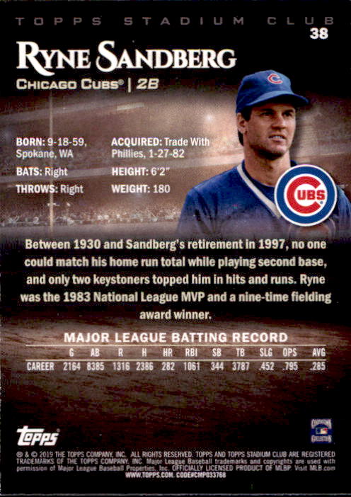 2019 Stadium Club (Topps) Baseball Part 1 Main Set Cards #1 to #150 - Picture 74 of 286