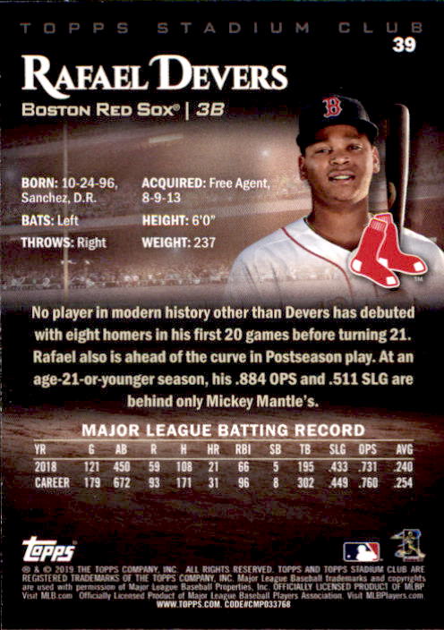2019 Stadium Club (Topps) Baseball Part 1 Main Set Cards #1 to #150 - Picture 76 of 286