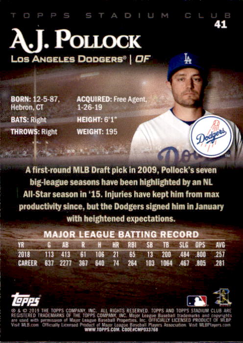 2019 Stadium Club (Topps) Baseball Part 1 Main Set Cards #1 to #150 - Picture 80 of 286
