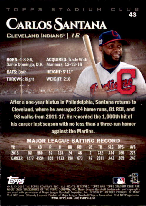 2019 Stadium Club (Topps) Baseball Part 1 Main Set Cards #1 to #150 - Picture 84 of 286