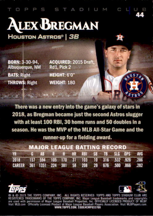2019 Stadium Club (Topps) Baseball Part 1 Main Set Cards #1 to #150 - Picture 86 of 286