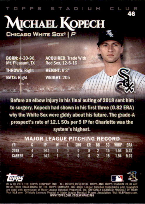 2019 Stadium Club (Topps) Baseball Part 1 Main Set Cards #1 to #150 - Picture 90 of 286
