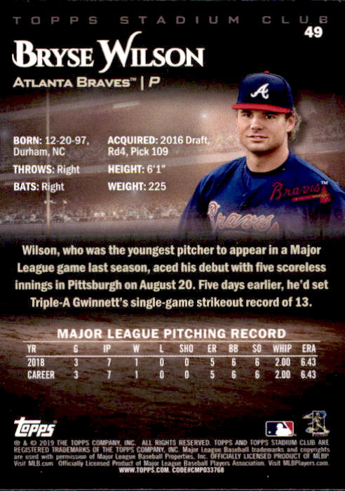 2019 Stadium Club (Topps) Baseball Part 1 Main Set Cards #1 to #150 - Picture 96 of 286