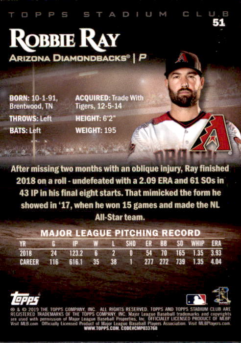 2019 Stadium Club (Topps) Baseball Part 1 Main Set Cards #1 to #150 - Picture 100 of 286