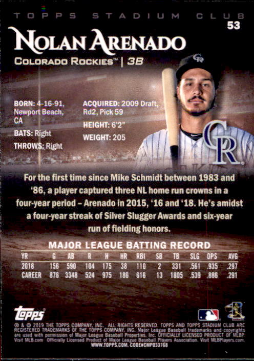2019 Stadium Club (Topps) Baseball Part 1 Main Set Cards #1 to #150 - Picture 104 of 286
