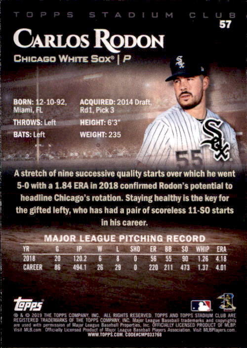 2019 Stadium Club (Topps) Baseball Part 1 Main Set Cards #1 to #150 - Picture 110 of 286