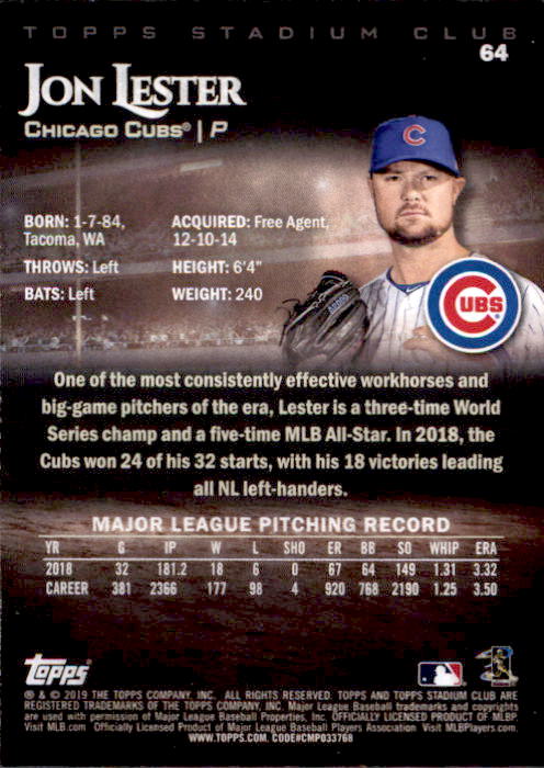 2019 Stadium Club (Topps) Baseball Part 1 Main Set Cards #1 to #150 - Picture 124 of 286