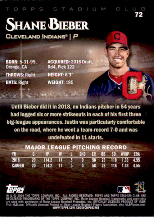 2019 Stadium Club (Topps) Baseball Part 1 Main Set Cards #1 to #150 - Picture 140 of 286