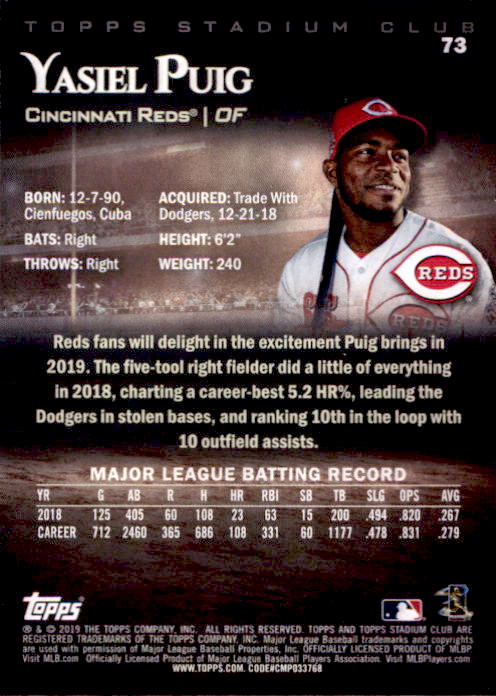 2019 Stadium Club (Topps) Baseball Part 1 Main Set Cards #1 to #150 - Picture 142 of 286