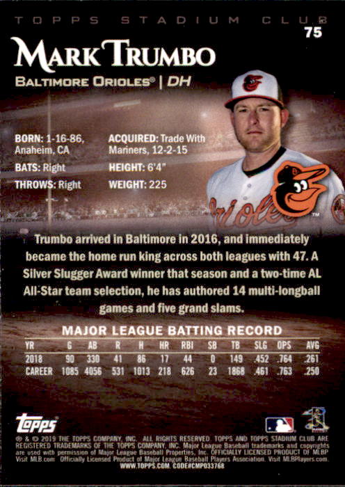 2019 Stadium Club (Topps) Baseball Part 1 Main Set Cards #1 to #150 - Picture 146 of 286