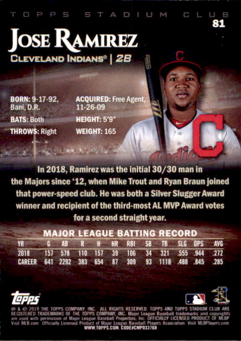 2019 Stadium Club (Topps) Baseball Part 1 Main Set Cards #1 to #150 - Picture 158 of 286