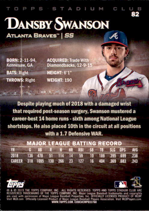 2019 Stadium Club (Topps) Baseball Part 1 Main Set Cards #1 to #150 - Picture 160 of 286