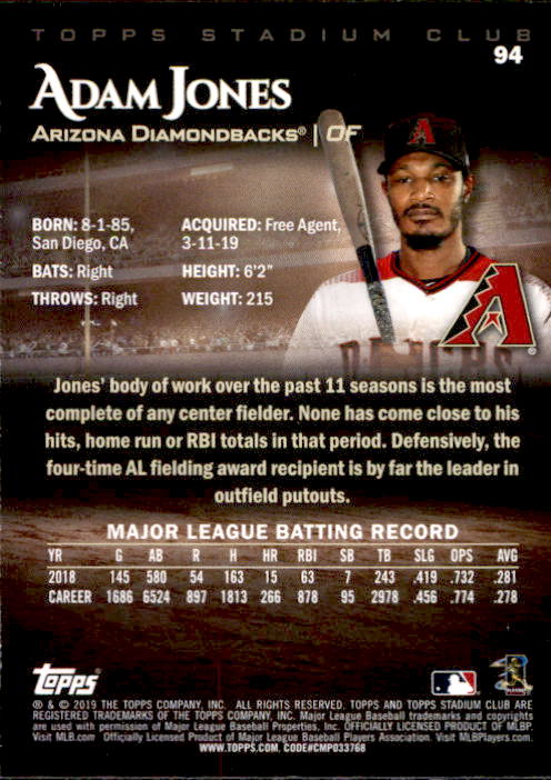 2019 Stadium Club (Topps) Baseball Part 1 Main Set Cards #1 to #150 - Picture 180 of 286