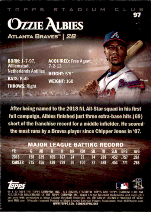 2019 Stadium Club (Topps) Baseball Part 1 Main Set Cards #1 to #150 - Picture 186 of 286