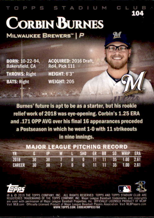 2019 Stadium Club (Topps) Baseball Part 1 Main Set Cards #1 to #150 - Picture 198 of 286
