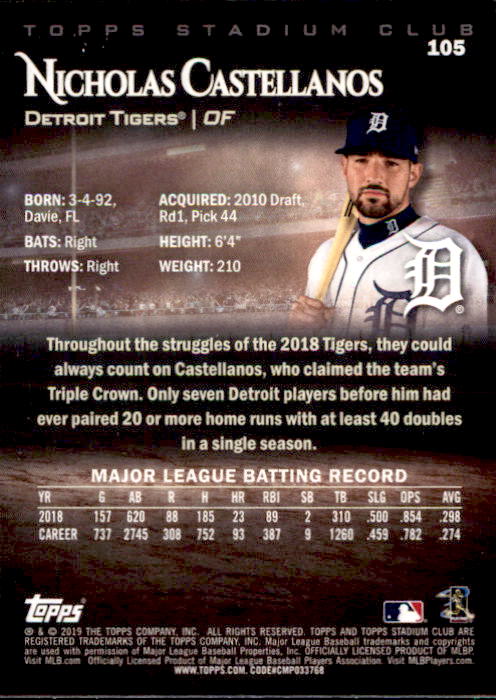 2019 Stadium Club (Topps) Baseball Part 1 Main Set Cards #1 to #150 - Picture 200 of 286