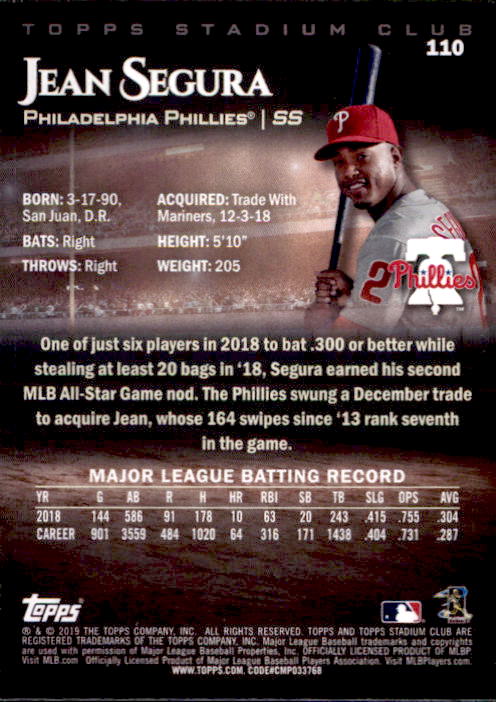 2019 Stadium Club (Topps) Baseball Part 1 Main Set Cards #1 to #150 - Picture 208 of 286