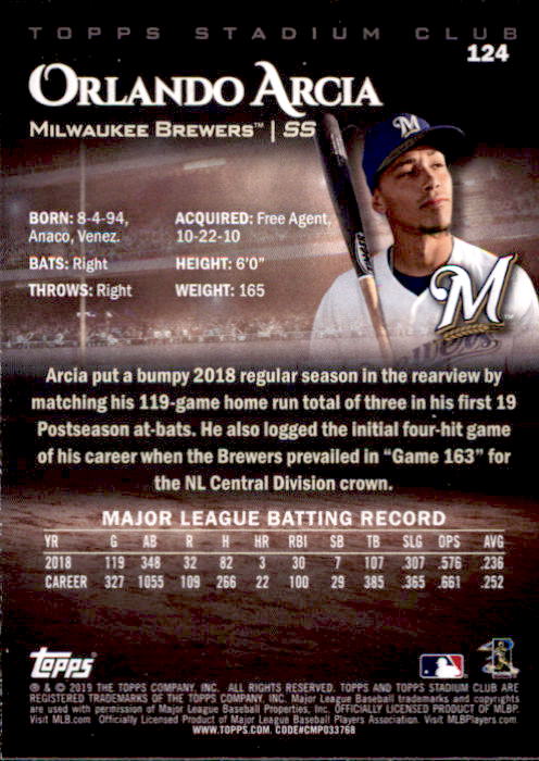 2019 Stadium Club (Topps) Baseball Part 1 Main Set Cards #1 to #150 - Picture 236 of 286
